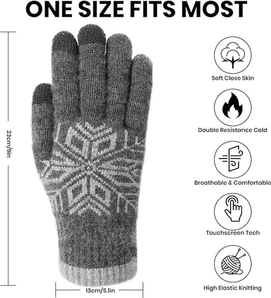 Women's Gloves - Men's Gloves - Men's / Women's Gloves - Winter Gloves - Knitted Glove with Fleece Lining - V1188-MS101-02644-1