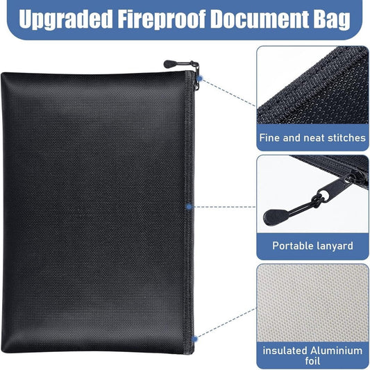 Fireproof Document Bag - 2 Pack - Fireproof and Waterproof Cash Bag with Zipper - Fireproof Document Bags - V1188-MS101-02728-1
