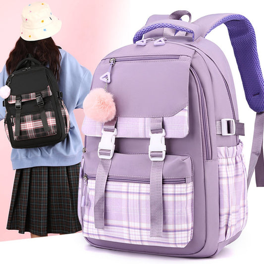 Girls School Student School Bag Outdoor Backpack - Youth school bag - Backpack - Pink - Luxury Backpack - V1188-MS101-02744-1