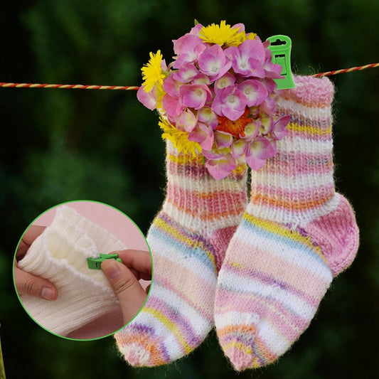 Sock dryer - 50 pieces - Sock clips - Pegs - Colorful sock clips - Plastic sock clamps - Anti-loss drying V1188-MS101-02814-1