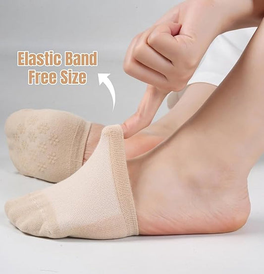 pairs - Half socks - Women's no-show anti-slip half socks - Cotton invisible lining toe protectors - toe V1188-MS101-02957-1