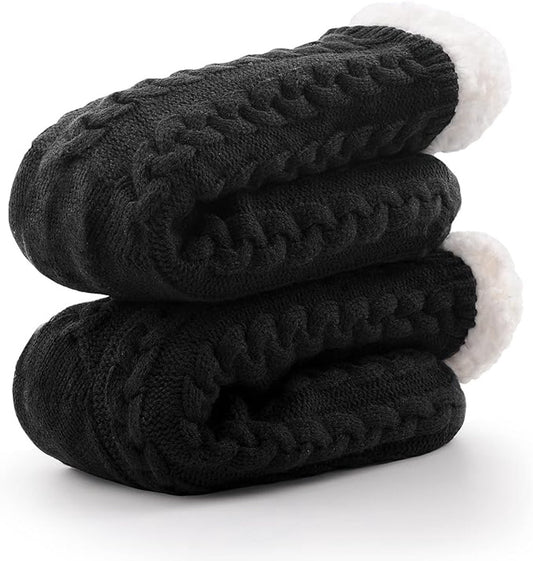 House socks - fluffy warm coral fleece lined - non-slip socks for men and girls - Thick Winter coral fleece - V1188-MS101-02987-1