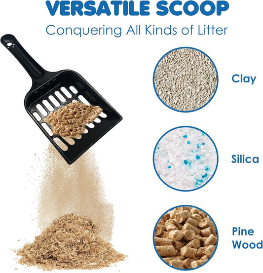 Cat Pellet Scoop (2 Pieces) - Cat Litter Scoop - Black Sieve and Poop Cleaner - Poop Scoop - Pet Litter Box V1188-MS101-03099-1