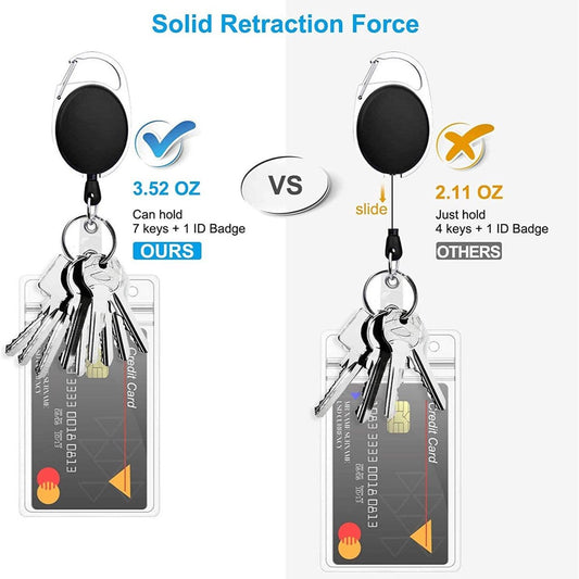 2 Pieces Heavy Duty Retractable Badge Holder - Extendable Keychains - D-Clip - with Carabiner - Waist Clip V1188-MS101-03182-1