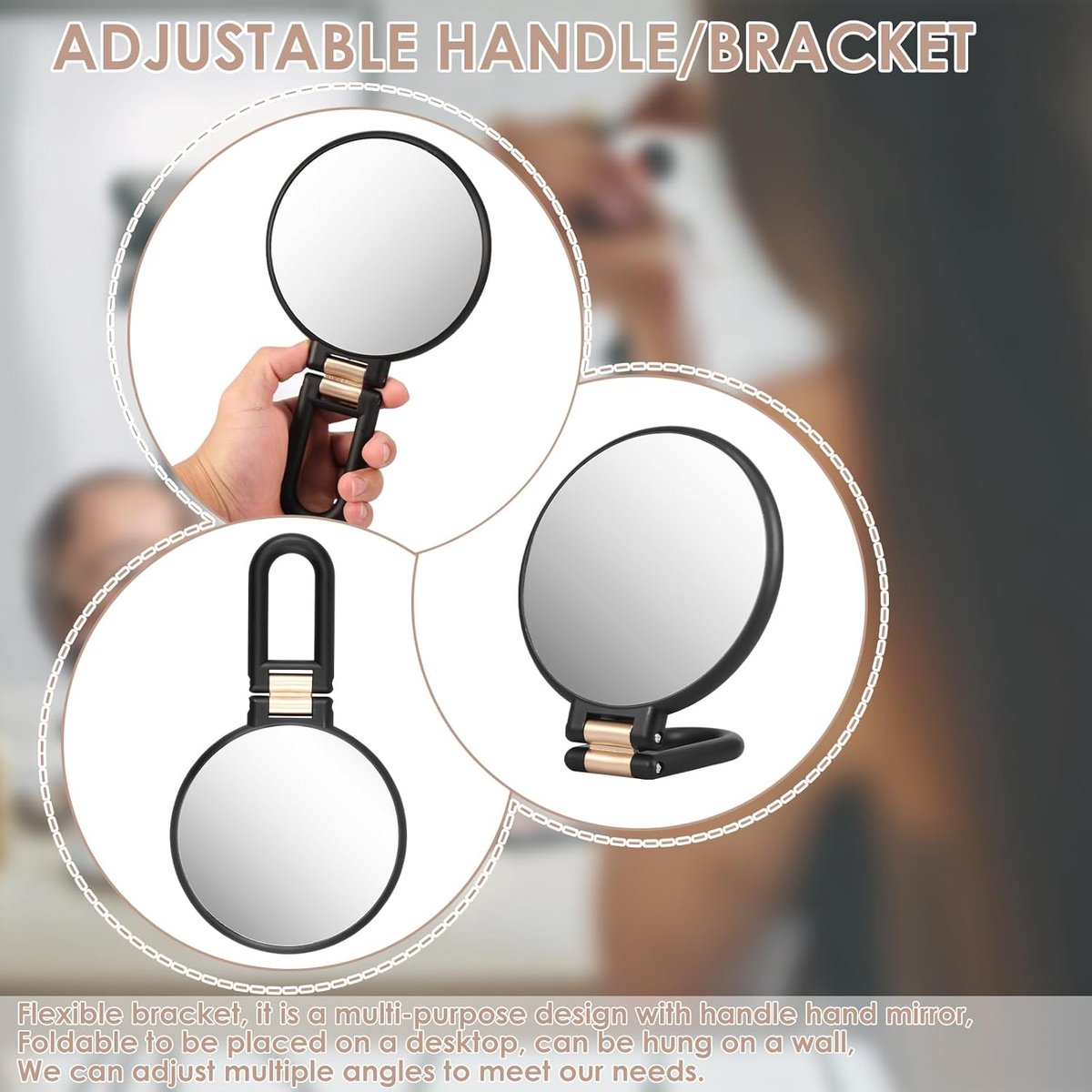 30X Magnifying Mirror - 24*14 cm - Hand Mirror with Folding Handle - Travel Magnifying Mirror with Handle - V1188-MS101-03200-1