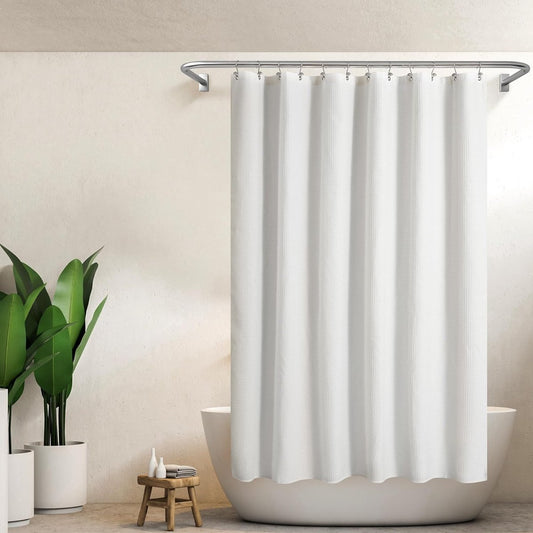 Waffle Weave Shower Curtain - Shower Curtain - Window Curtain - Fabric shower curtain for bathroom - Raised V1188-MS101-03273-1