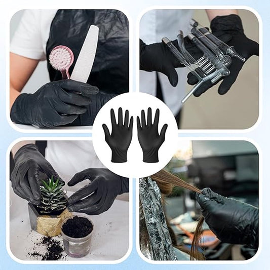 50 Pairs of Gloves - Reusable Cleaning Gloves - Black Rubber Glove - Non-Slip Bouncy Professional Hair V1188-MS101-03331-1