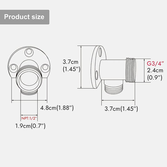 2 pieces - installation set for exposed bath taps - stainless steel wall-mounted tap adapter - tap V1188-MS101-03350-1