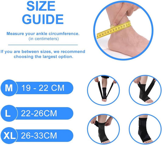 1 pair - Ankle brace - Ankle support - Ankle bandage - Foot brace - Upper neck circumference 22 cm - for V1188-MS101-03387-1