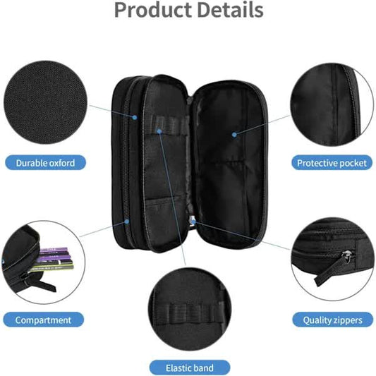 Soccer Pencil Case Blue with Zipper, Spacious and Durable Soccer Theme Sports Pencil Case V1188-NALH-3482