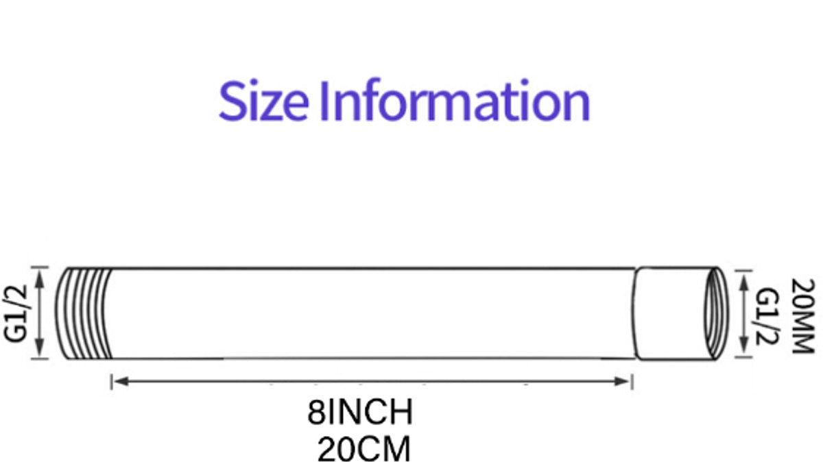 Shower arm extension - Hand shower arm extension pipe - universal shower component - 20cm - silver - Easy V1188-NK-BOL-102