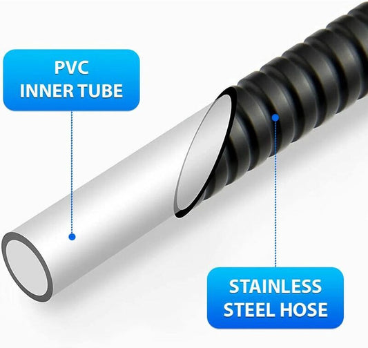 Shower hose - Shower hose - 200 cm - Anti-kink - black - Stainless steel - steel & copper - Bathroom V1188-NK-BOL-119