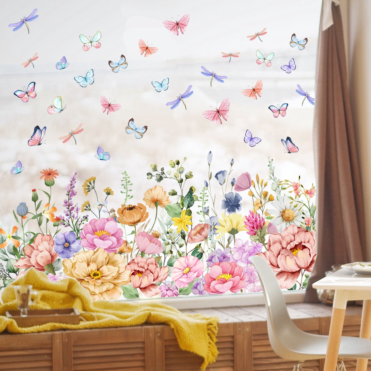 Static window sticker - window sticker - Wall decoration - 30*60cm - flower plant - PVC - C V1188-NK-BOL-122