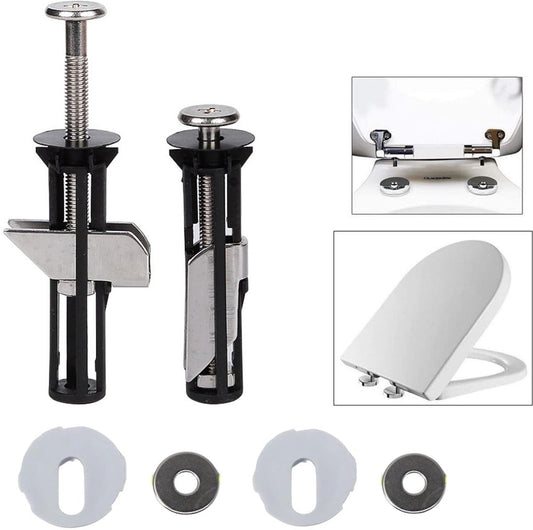 Toilet Seat Hinges - Universal Mounting Kit for Toilet Seats - Toilet Seat Hinge Set V1188-NK-BOL-124