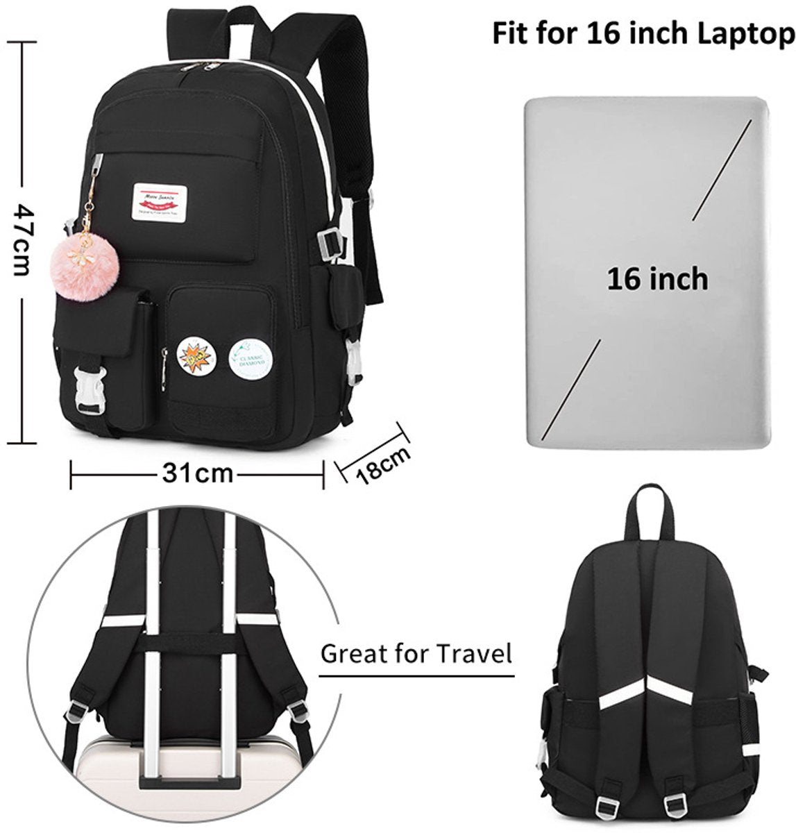 Backpack - School Bag - Backpack - Girl Backpack - School Backpack - School Bag - Laptop Backpack - 30 Liters V1188-NK-BOL-145