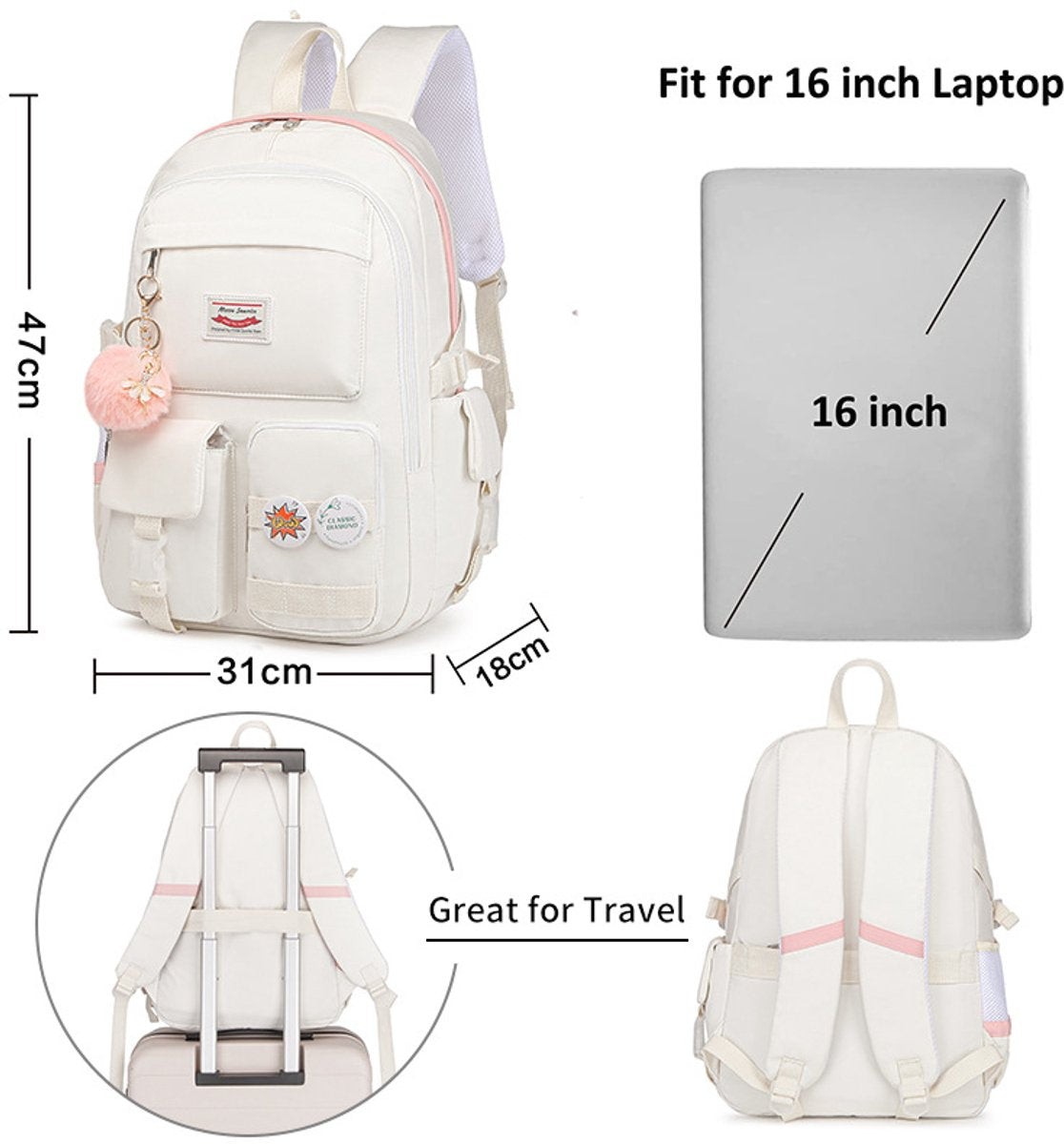 Backpack - School Bag - Backpack - Girl Backpack - School Backpack - School Bag - Laptop Backpack - 30 Liters V1188-NK-BOL-147