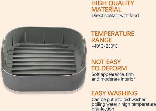 Airfryer accessories - Silicone baking dish - 2 pieces - Hot air fryer - Baking tins - Baking paper V1188-NK-BOL-166