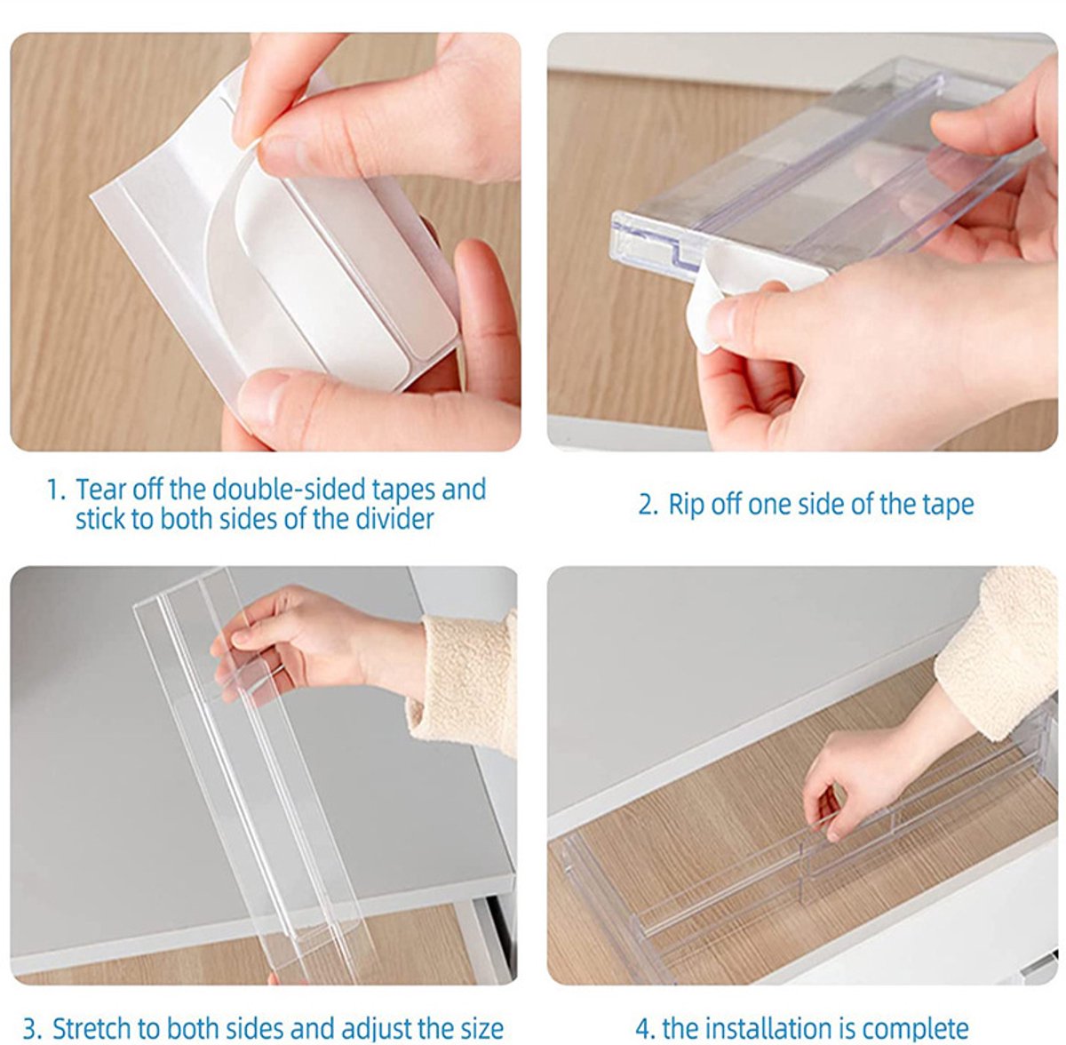 Drawer divider - 4 pieces - Drawer divider - Drawer organizer - Tools - Adjustable/extendable (27.5-52 cm) - V1188-NK-BOL-191
