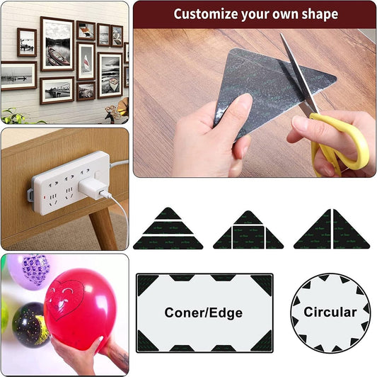 Anti-slip corners - Carpet tape - Carpet grippers - 8 pieces - Anti-slip mat, rug, carpet - Reusable pads - V1188-NK-BOL-229