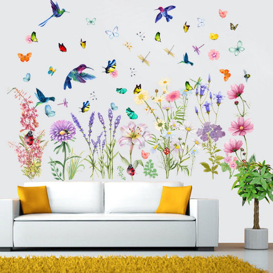 Wall sticker - Flowers/Butterfly/Bird - Reusable/Repositionable - Children's room - Boys - Girls - Home decor V1188-NK-BOL-232