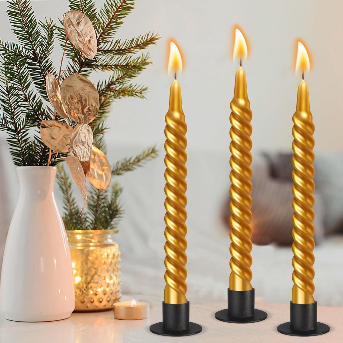 Candlesticks - 4 pieces - 2.5 cm - Candle holders - Candle stand - Candle coaster - Home accessories - V1188-NK-BOL-24