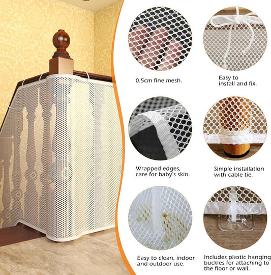 Safety Net - Baby and Animal Safety Gate - 600 x 79 cm - Robust - Adjustable - Baby Safety - Retractable V1188-NK-BOL-252