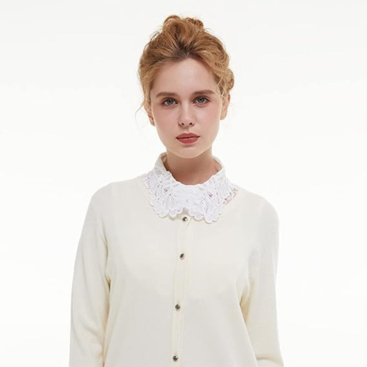 Blouse collar - Collars - Loose collar - Fake collar - Sweater Decorative - Round collar - White - One size - V1188-NK-BOL-255