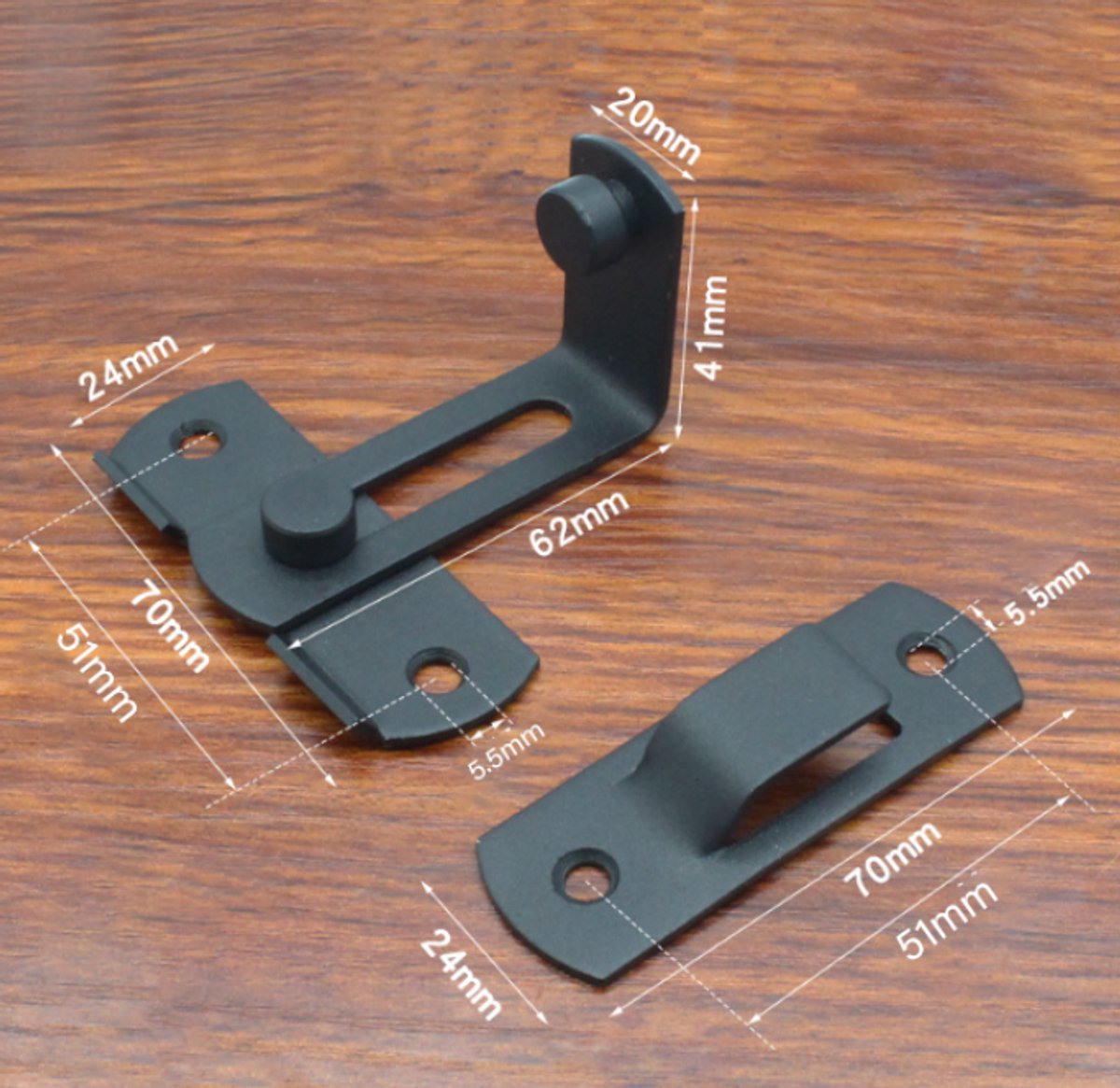 Door latch - 90 degree angle door locks with screws - black - stainless steel - security sliding lock - for V1188-NK-BOL-263