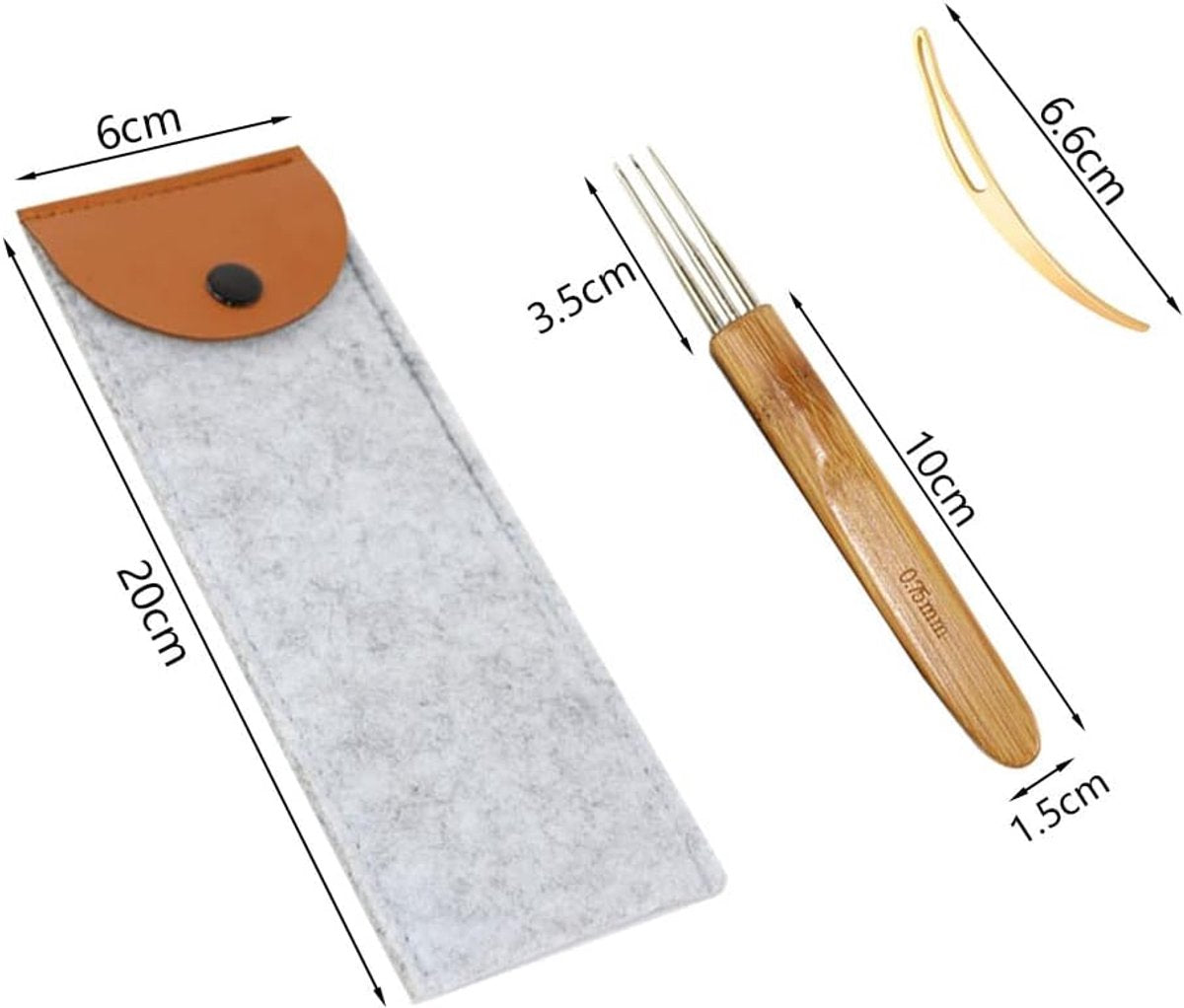 Set of 6 - Crochet needles - Dreadlocks tool - Crochet - 0.75 mm - Storage bag V1188-NK-BOL-282