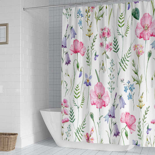 Shower curtain - 90x180cm - Watercolor Flower Plant Tropical Leaf - Polyester - Color - Printed - Anti-mold - V1188-NK-BOL-299