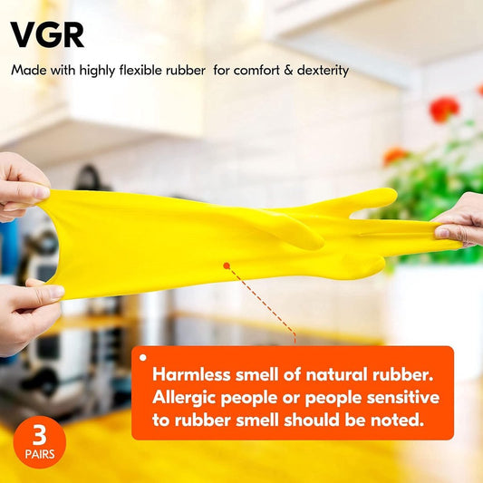 Cleaning gloves - 3 pairs - rubber gloves - dishwashing gloves - rubber gloves - dishwashing gloves - V1188-NK-BOL-304