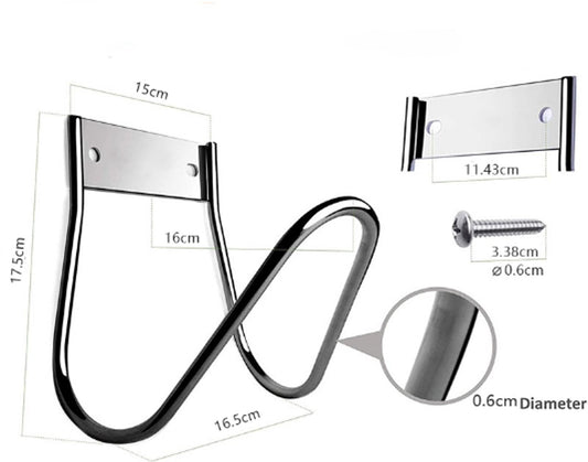 Garden Hose Holder - Stainless Steel - Silver - 17.5 x 15 x 16 cm - Wall-Mounted Hose Bracket - Garden Hose V1188-NK-BOL-306