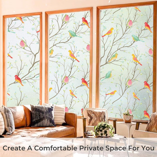 Window film - Glue-free adhesive film for windows and bathrooms - 30cm*1m - PVC - Static - Easy installation V1188-NK-BOL-32