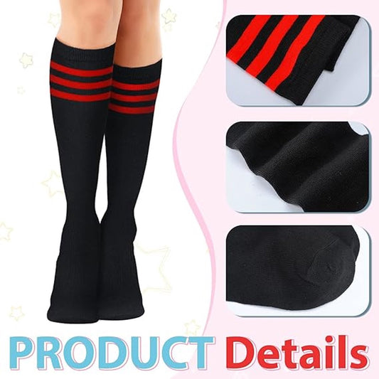 3 pairs - Socks - Striped socks - Tubular socks - Sports socks - Long socks for women - Knee socks - Women's V1188-NK-BOL-341