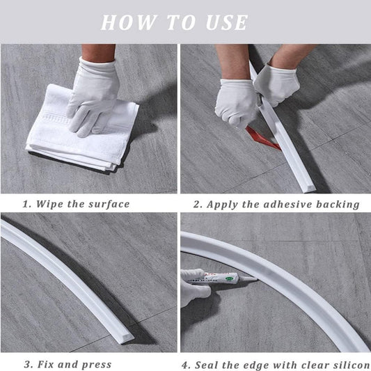 Shower Water Stopper - 1 m - T-type Shower Strip - Water Stopper - Self-Adhesive Sealant Edge - Sanitary V1188-NK-BOL-402