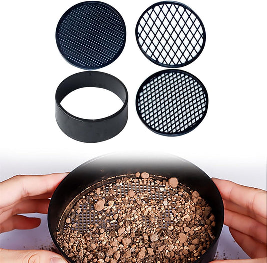 Adjustable plastic garden sieve - 4 in 1 - 12 cm - Compost sieve - Sand sieve - Round - Black - for domestic V1188-NK-BOL-450