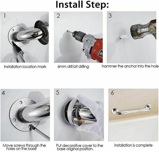 Bath grab bar - Grab bars for seniors - Wall grab bars - Safety grab bars - High Quality - Stainless steel - V1188-NK-BOL-468