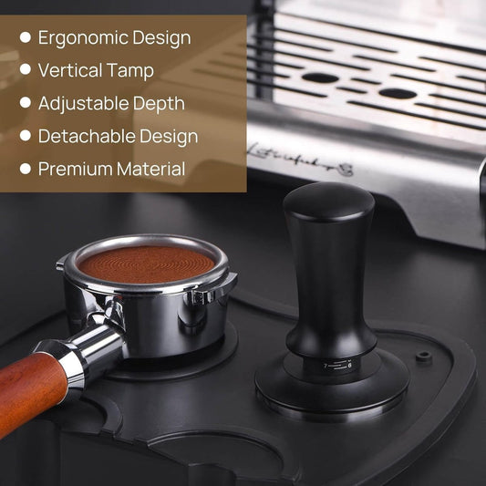 Coffee tamper - Tamper - 51 mm - Coffee press - Espresso tamper - 304 stainless steel - Aluminum handle - V1188-NK-BOL-514
