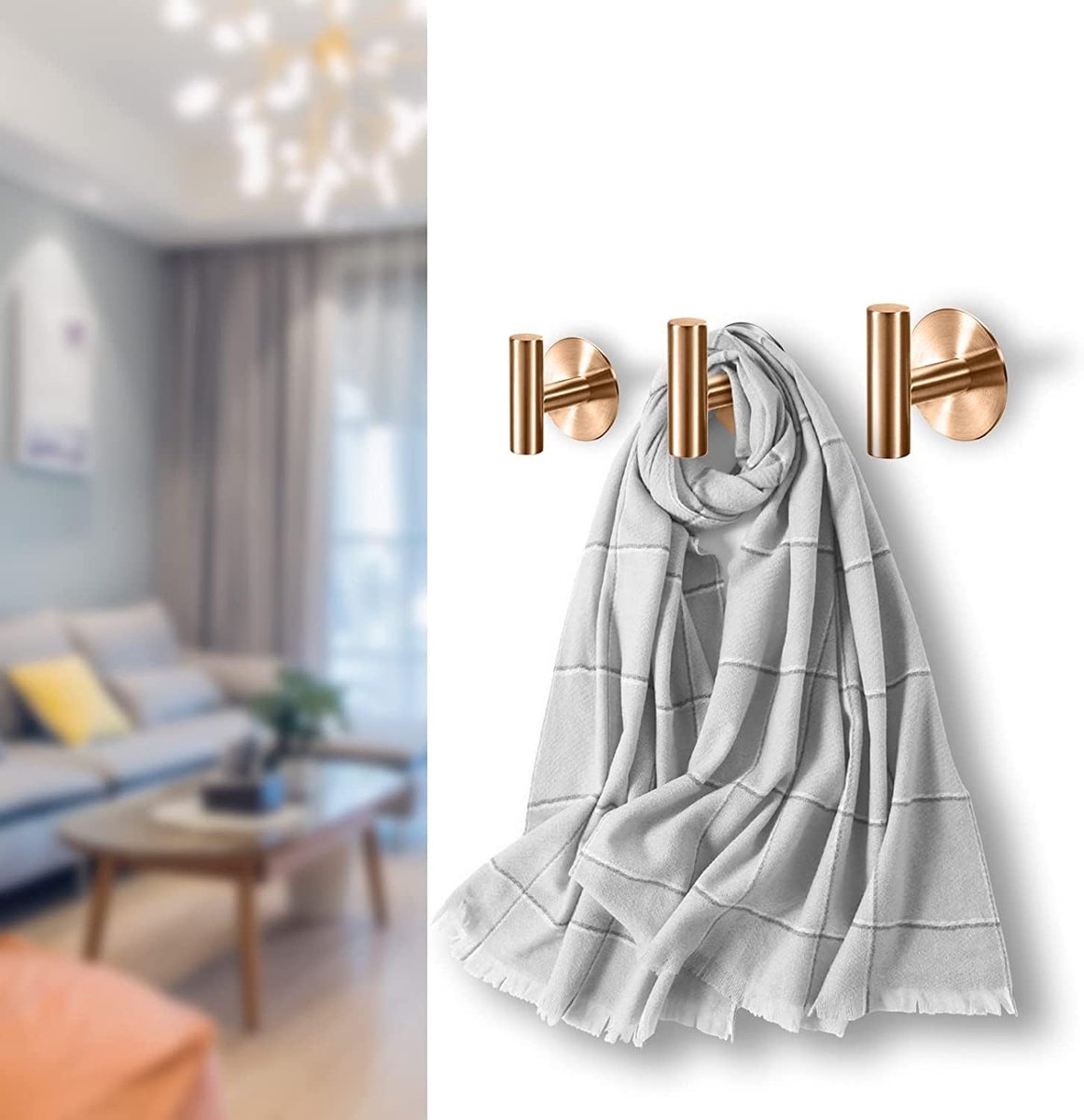 Self-adhesive Round Towel Hooks - 2 pieces - Hooks - 5x6.5x5.2 cm - Stainless Steel - Round Towel Hook - Rose V1188-NK-BOL-569
