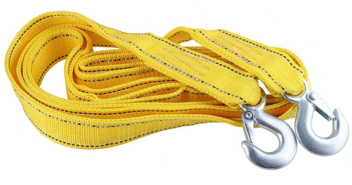 Tow rope Tow strap Tow rope car - 4 m 5000KG - nylon and steel - yellow V1188-NK-BOL-586