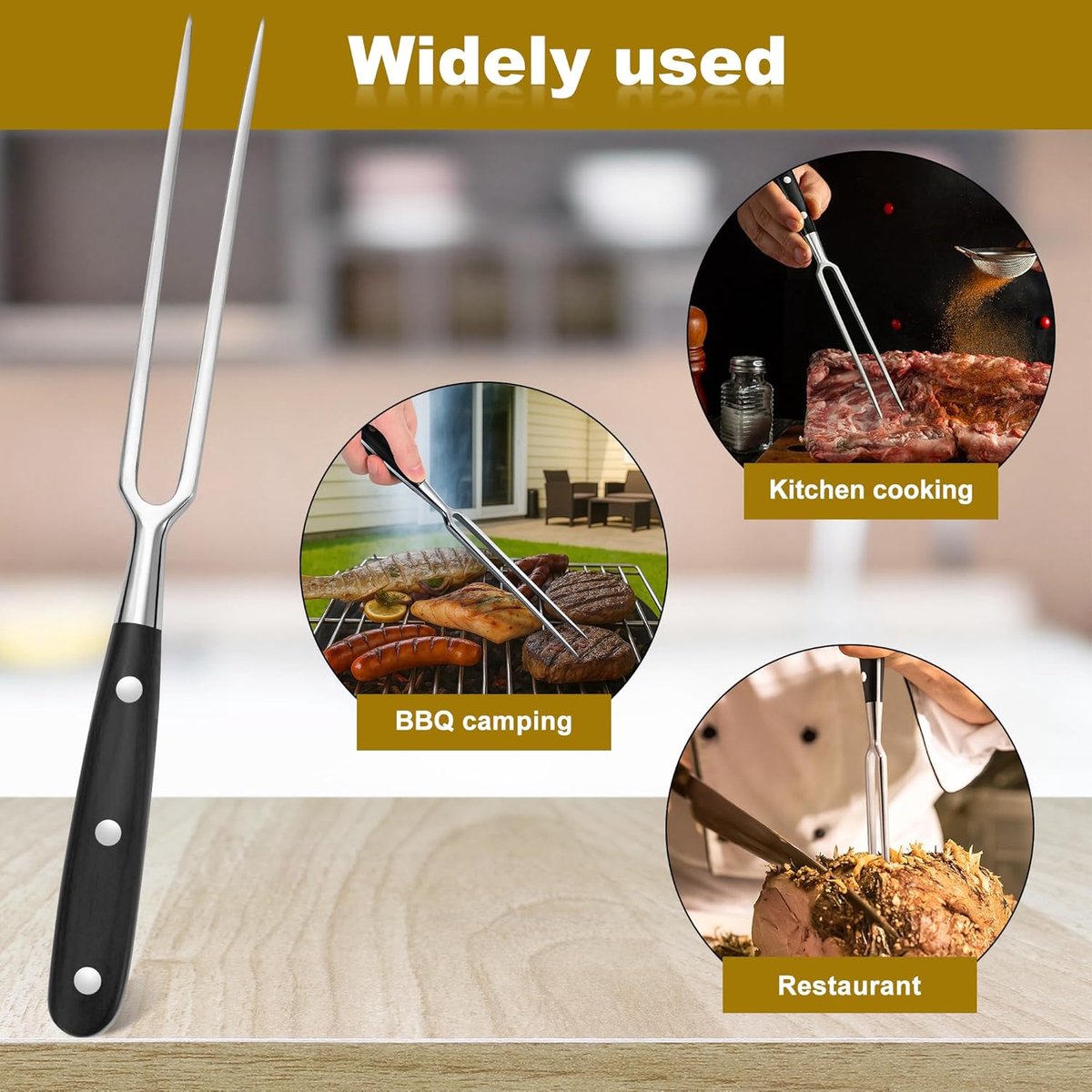 Waffle Fork - Meat Fork - Stainless Steel - With Handle - Serving Fork - Carving Fork - Waffle Iron Accessory V1188-NK-BOL-646