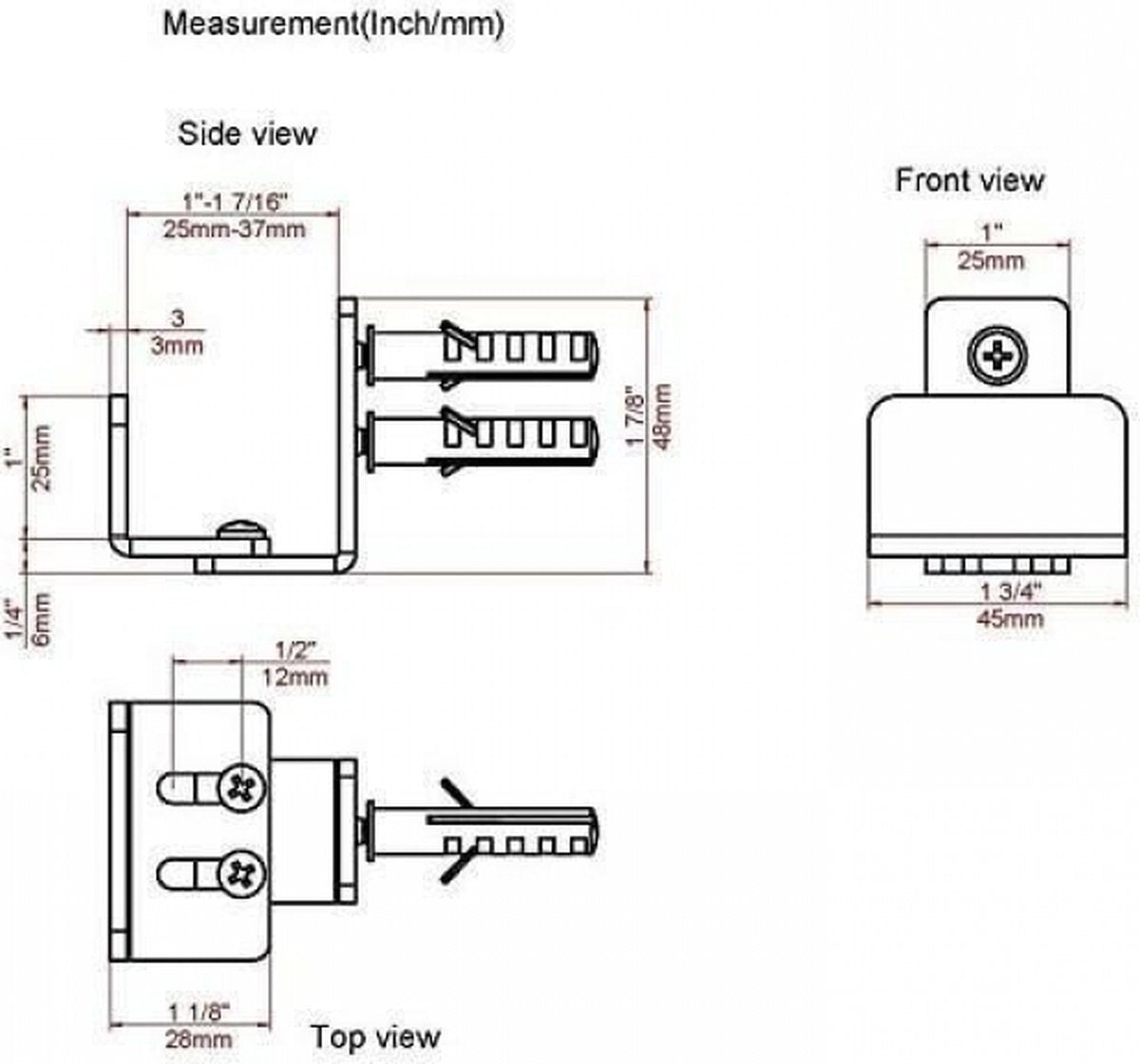 Floor guide - Wall guide - Door guide - Door guide - Steel - Black - Wall mounting - for sliding doors, shed V1188-NK-BOL-664