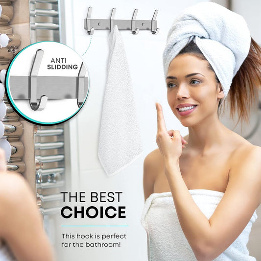 Wardrobe hooks - 6 hooks Stainless steel - Hook strip - Clothes hooks - For wall, wardrobe rail, wall V1188-NK-BOL-86