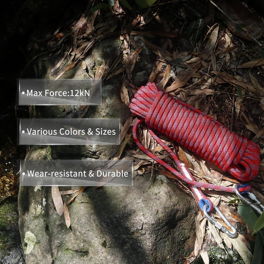 Rope - 10 Meters - 10mm Thickness - Includes Carabiner - Sturdy Climbing Rope for Magnet Fishing - Red - V1188-NK-BOL-91