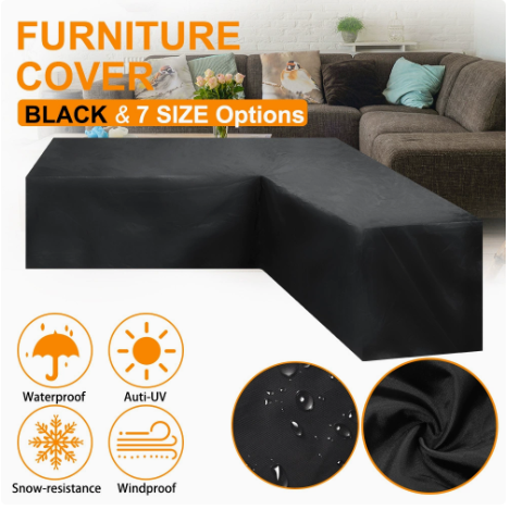 12 Sizes L-Shape All-Weather Cover Waterproof Rattan Corner Furniture Protector Garden Patio Outdoor Sofa V1188-ONE60-00425-1