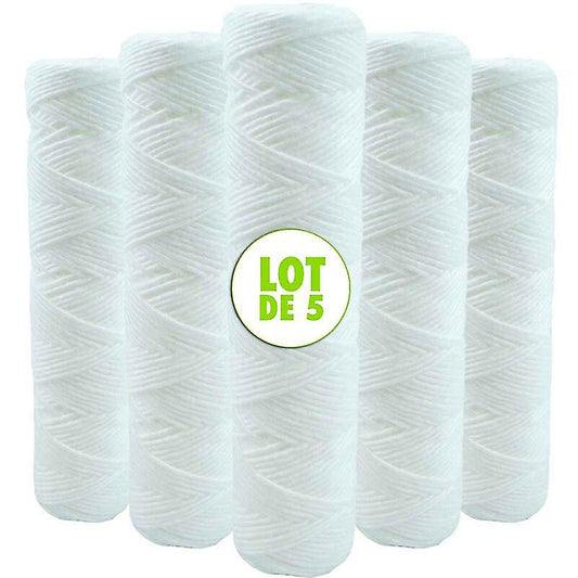 Set of 5 Spiral Water Filter Cartridges Anti-Sediment 10 Inch 254 mm - Compatible with 10 Inch Filters V1188-ONE60-08746-3