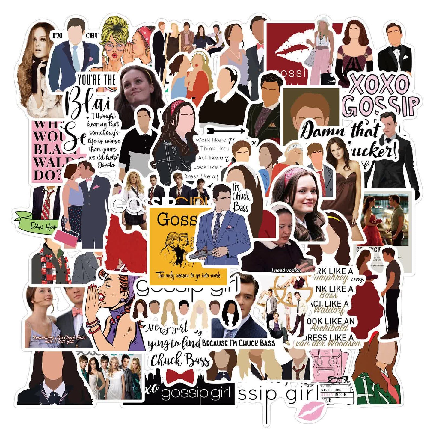 50pcs Gossip Girl Blair Serena Chuck Dan TV Quotes Scrapbook Graffiti Stickers V1188-ONEFD72-09733-1