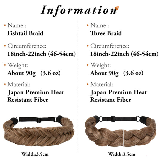 1pc Synthetic Braiding Hair with Adjustable Belt Braided Bohemian Style Women Hairstyle 10 10 Athree strand V1188-ONEFD72-12158-19