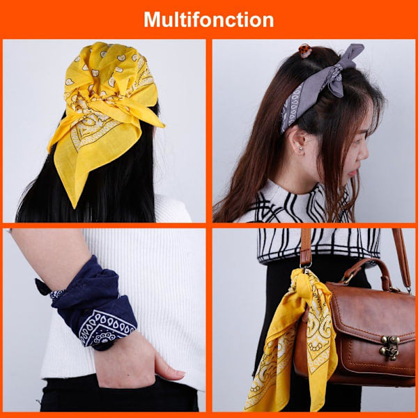 12 Pack Bandana Scarf 54x54cm Unisex Handkerchief 12 Colors V1188-PAHH-30786