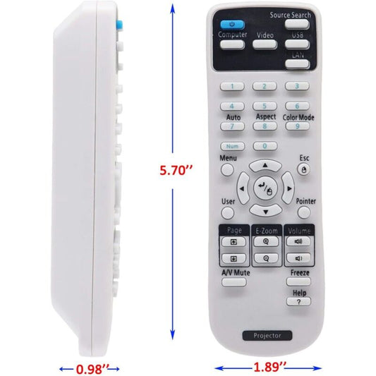 Epson Projector Remote Control Compatible with EB S02 S02H S11 S110 S11H S12 W01 W02 W12 X02 X11 X11H X12 X14 V1188-TAL-M919-0087